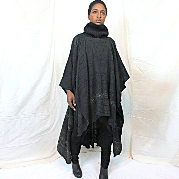 Vintage Ombre Batwing Handkerchief Hem Poncho Cape - Picture 3 of 17